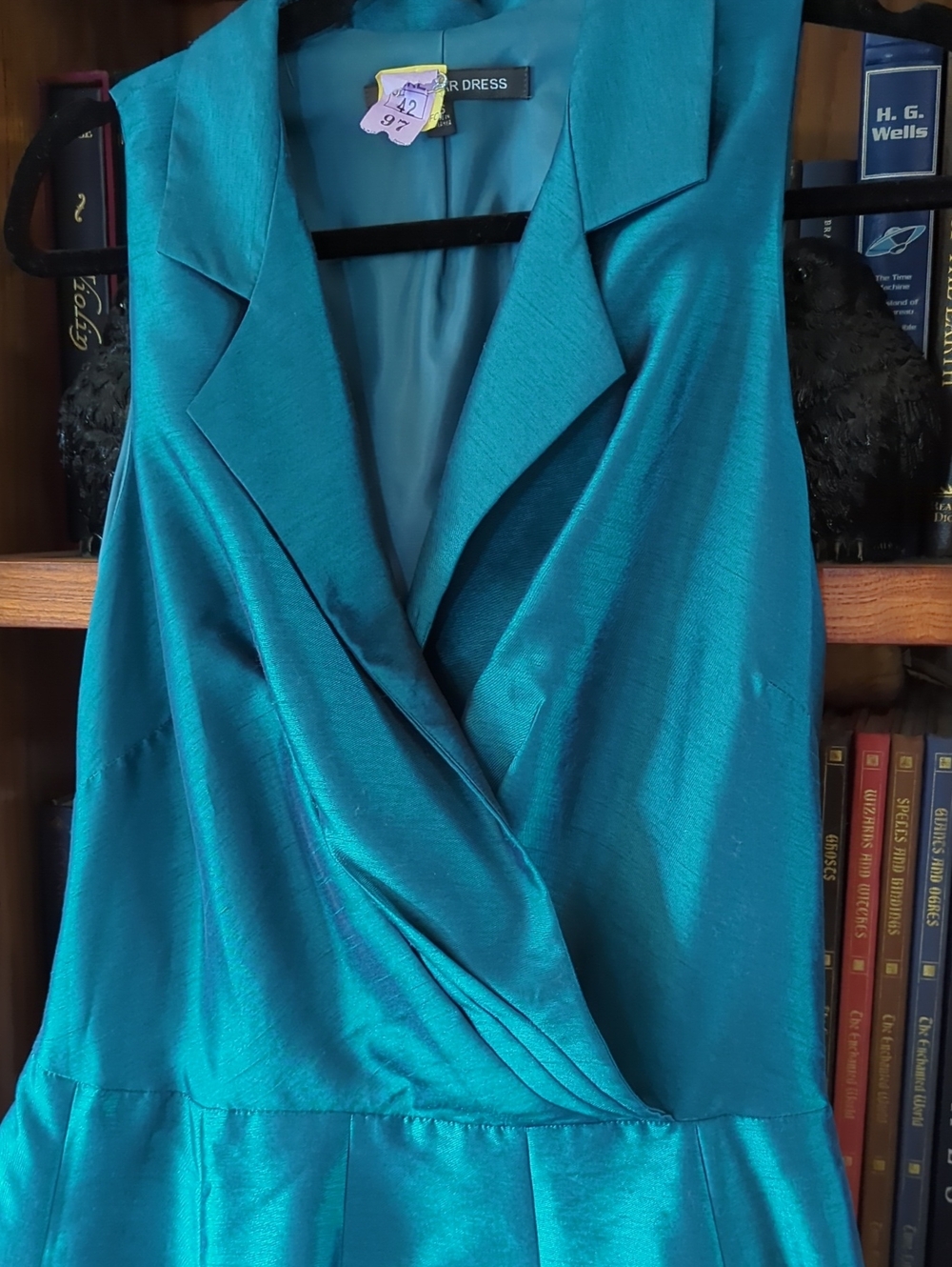 Joneswear Peacock Blue Taffeta Cocktail Dress L/XL - Picture 5 of 6
